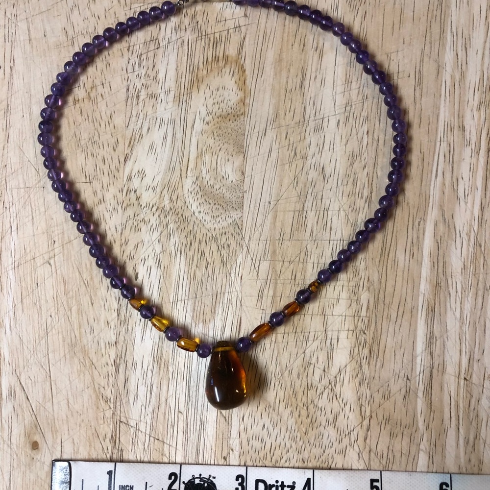 Amber amethyst necklace